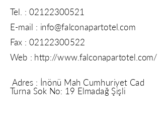 Falcon Apart Otel iletiim bilgileri